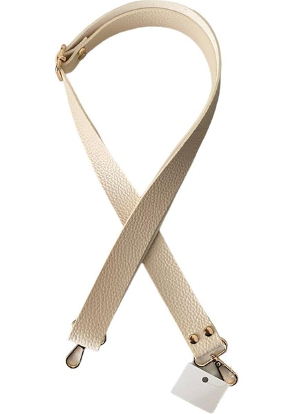 Sürgü Tokalı Ayarlanabilir Çanta Askısı 135 Cm* 3 cm Krem Renk Altın Kancalı