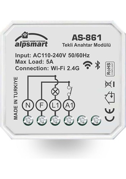 Alpsmart AS-861 Akıllı Duvar Anahtarı Modülü 233075