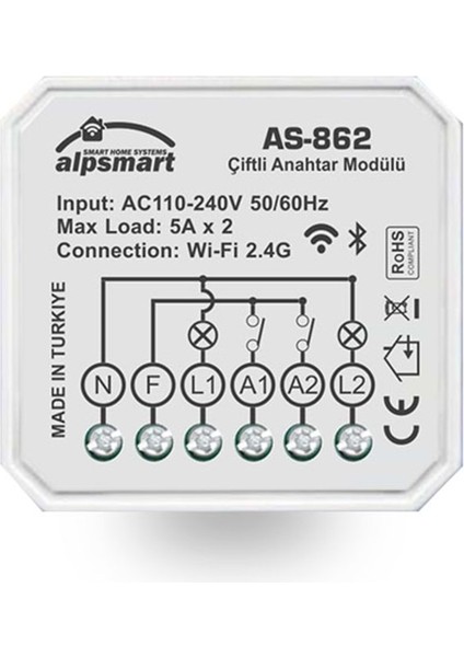 Alpsmart AS-862 Akıllı Duvar Anahtarı Modülü 233077