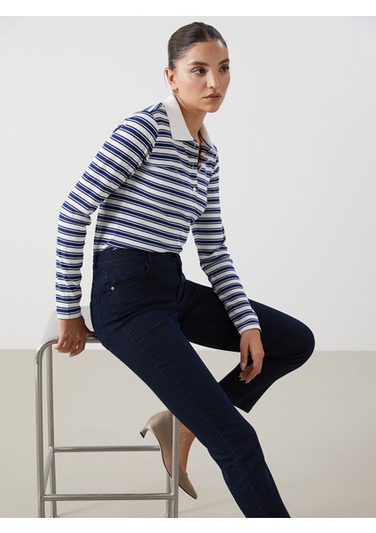 Polo Yaka Çizgili Kadın Tişört indirimleri