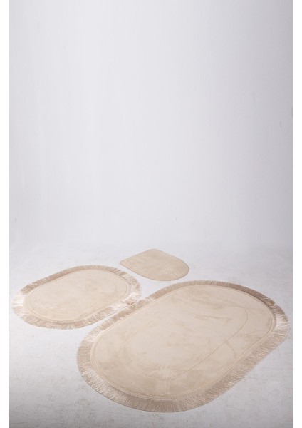 Vizon 3'lü Banyo Paspası Seti Kaymaz Tabanlı ve Püsküllü, Şık ve Konforlu Tasarım modelleri