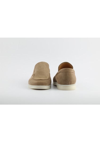 Hakiki Deri Bej Süet Loafer Erkek Ayakkabı 800-05
