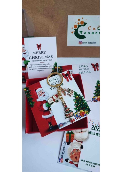 Yılbaşı Figürleri Noel Anahtarlık Charm Çanta Süsü 2 Adet Kartlı ve Kutulu Hediyelik Christmas fiyatları