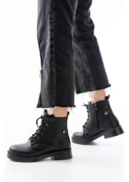 02-2003 Siyah Bağcıklı Fermuarlı Günlük Kadın Bot modelleri