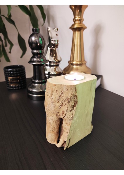Tea Light Kütük Mumluk Şimşir Ağacından