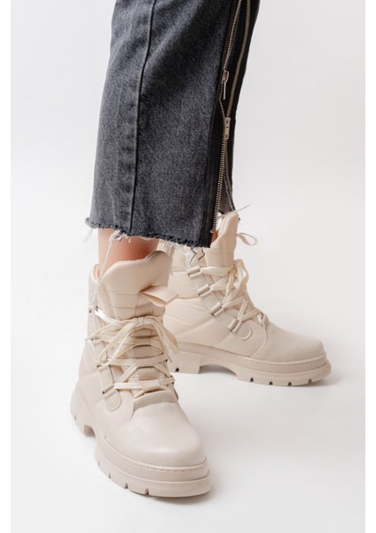 ASM-083 Bej Bağcıklı Su Geçirmez Kadın Kar Botu fiyatları