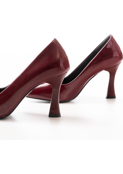 ST-001 Bordo Rugan Günlük 9 cm Topuklu Bayan Stiletto Ayakkabı indirimleri