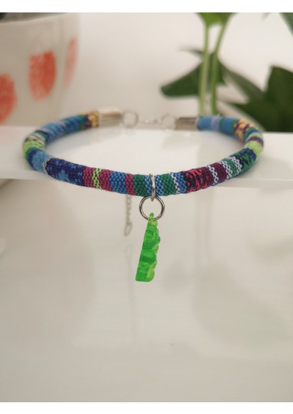 Kedi Köpek El Yapımı Boyun Tasması Bohem Kedi Kolyesi Jelibon Ayıcık