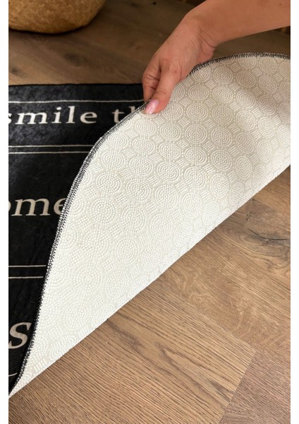 Siyah Beyaz Dijital Kaymaz Yıkanabilir Banyo Klozet Takımı 90x60 cm fırsatları