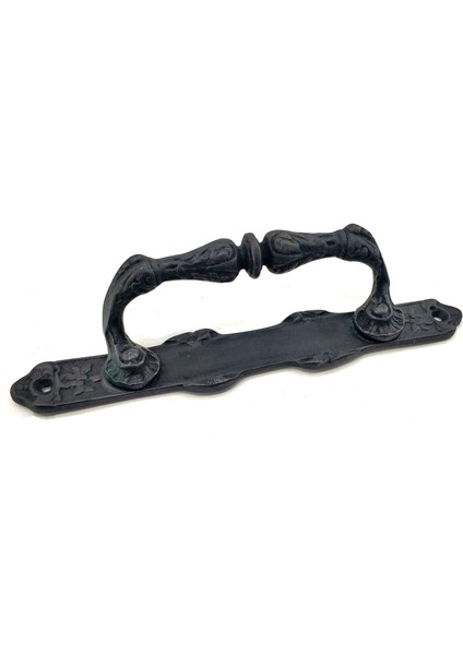 Antika Tarz Dekoratif Pirinç Dar Yan Çekme Kapı Kolu - 225 x 37 mm Oksit