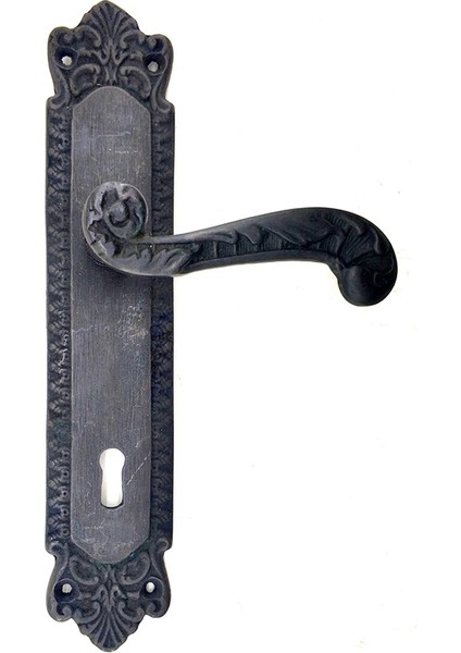 Antika Tarz Dekoratif Pirinç Sultan Yale Kapı Kolu - 270 x 54mm Oksit