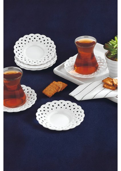 Çay Tabağı Porselen Görünüm 18 Adet Tabağı Seti Seti 721011