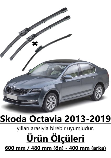 Skoda Octavia 2013-2019 Uyumlu Ön ve Arka Muz Silecek Seti