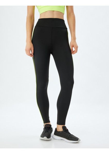 Spor Tayt Slogan Baskılı Biyeli Yüksek Bel Slim Fit Interlok modelleri