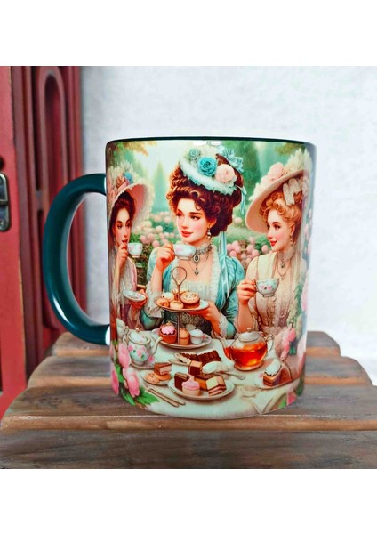 Çay Keyfi M.d.8 Vintage Baskı Büyük Boy Porselen Kupa