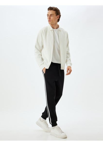 Eşofman Altı Beli Bağcıklı Şardonlu Cep Detaylı Pamuk Karışımlı Biyeli