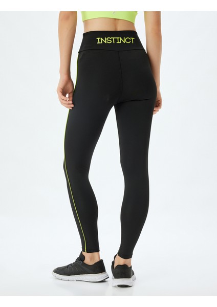 Spor Tayt Slogan Baskılı Biyeli Yüksek Bel Slim Fit Interlok fırsatları