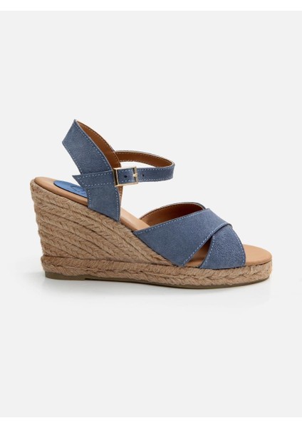 Katherin Indigo Mavi Kadın Dolgu Topuklu Espadril