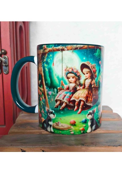 Salıncak Keyfi M.d.5 Vintage Baskı Büyük Boy Porselen Kupa
