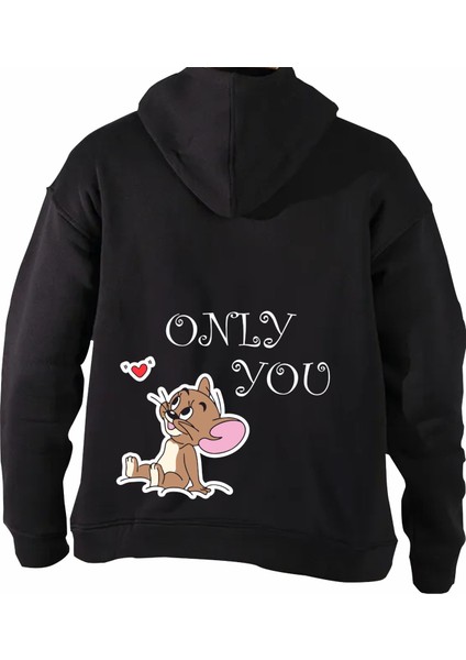 Bafaco Tekstil / Kapişonlu Sırt Baskılı 2 Adet (Çift Kombini ) Sweatshirt