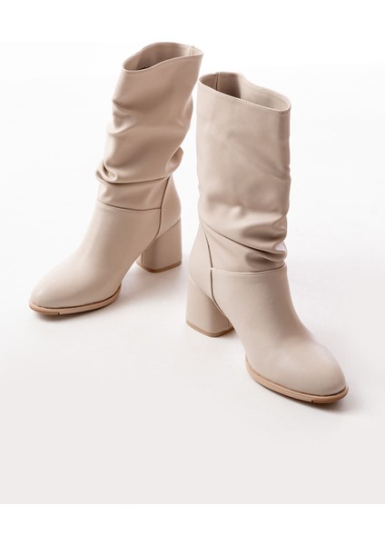 RS-2430 Bej Topuklu Körüklü Günlük Kadın Bot modelleri