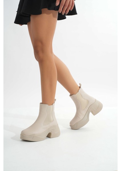 FZ-2400 Bej Yüksek Tabanlı Lastikli Günlük Kadın Bot modelleri