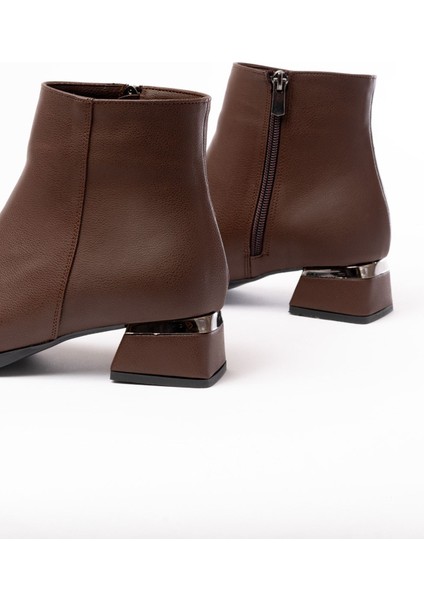 RM-500 Kahverengi Topuklu Fermuarlı Günlük Kadın Bot indirimleri