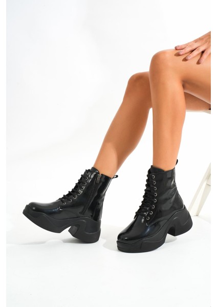 FZ-2550 Siyah Rugan Yüksek Tabanlı Bağcıklı Fermuarlı Günlük Kadın Bot indirimleri