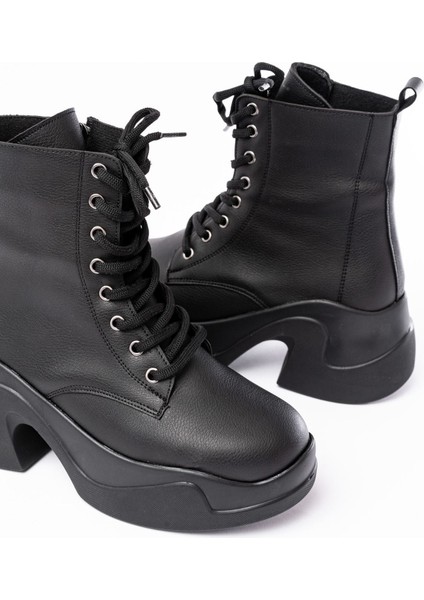 FZ-2550 Siyah Yüksek Tabanlı Bağcıklı Fermuarlı Günlük Kadın Bot fırsatları