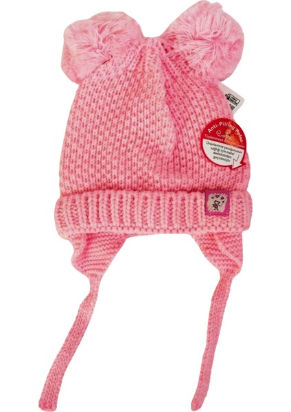 Anti Piiling Kulaklı Bebek Bere Pembe