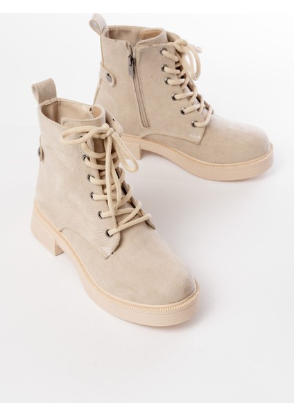 02-2003 Bej Süet Bağcıklı Fermuarlı Günlük Kadın Bot indirimleri