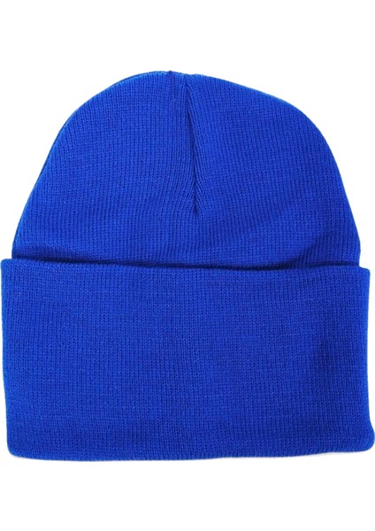 Akrilik Düz Katlamalı Çocuk Bere Mavi