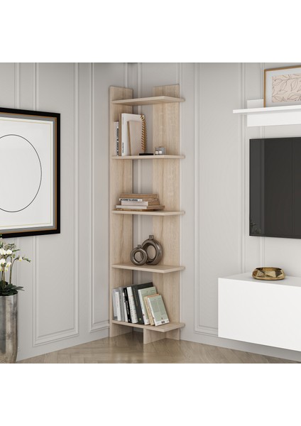 Asel 5 Raflı Köşe Sonomo Kitaplık