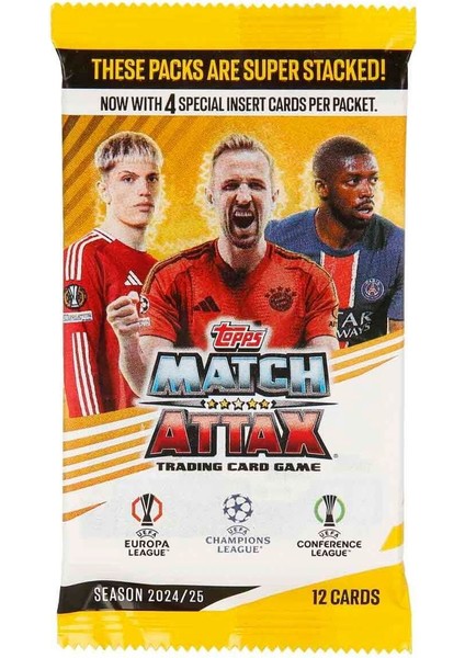 Topps Match Attax 24-25 Uefa Şampiyonlar Ligi Avrupa Ligi Konferans Ligi Futbolcu Kartları -72 Paket