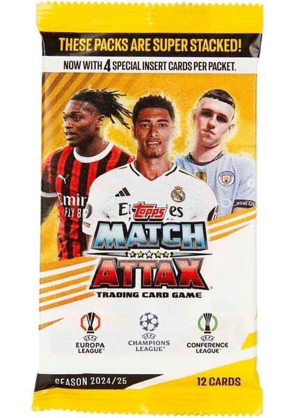 Topps Match Attax 24-25 Uefa Şampiyonlar Ligi Avrupa Ligi Konferans Ligi Futbolcu Kartları -24 Paket