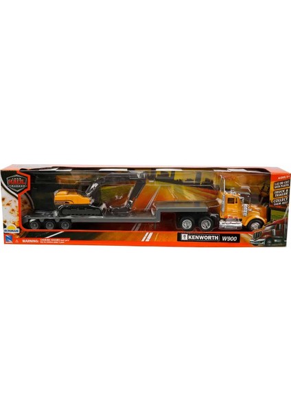 1:43 Long Haul Kenworth Taşıyıcı Tır ve Ekskavatör