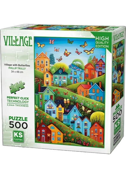 Ks Games Village With Butterflies Puzzle 500 Parça 20079