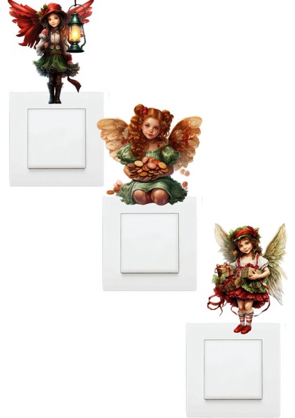 Yeni Yıl Yılbaşı Figürleri 3'lü Priz Sticker Seti