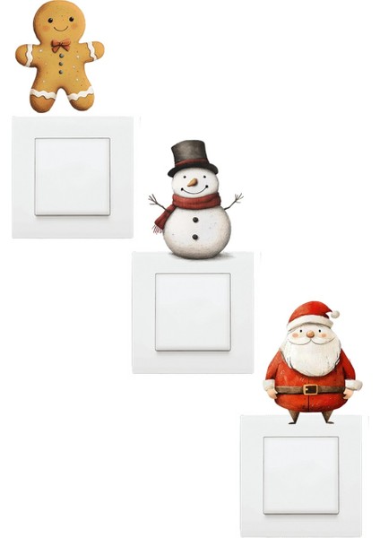 Yeni Yıl Yılbaşı Figürleri 3'lü Priz Sticker Seti