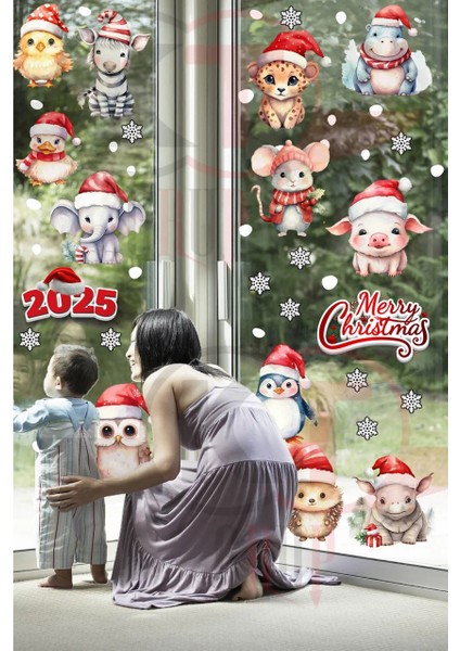Yılbaşı Hoşgeldin 2025 Yeni Sezon Cam Kapı Duvar Sticker Setleri