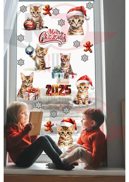 Yeni Yıl Yılbaşı Hoşgeldin 2025 Yeni Sezon Mega Cam Kapı Duvar Sticker Seti