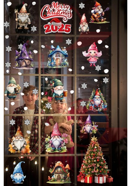 Yeni Yıl Yılbaşı Hoşgeldin 2025 Yeni Sezon Mega Cam Kapı Duvar Sticker Seti