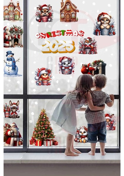 Yeni Yıl Yılbaşı Hoşgeldin 2025 Yeni Sezon Cam Kapı Duvar Sticker Seti modelleri