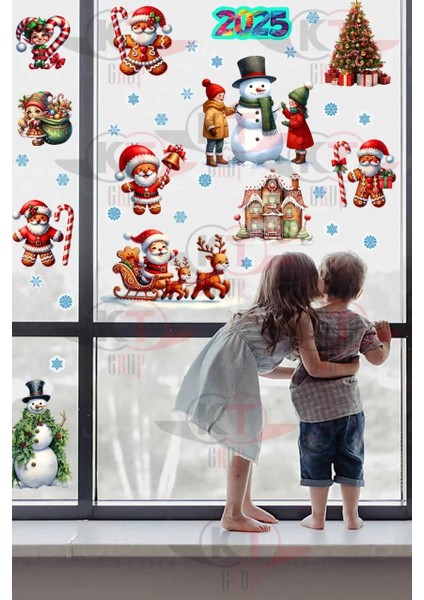 Yeni Yıl Yılbaşı Hoşgeldin 2025 Yeni Sezon Cam Kapı Duvar Sticker Seti