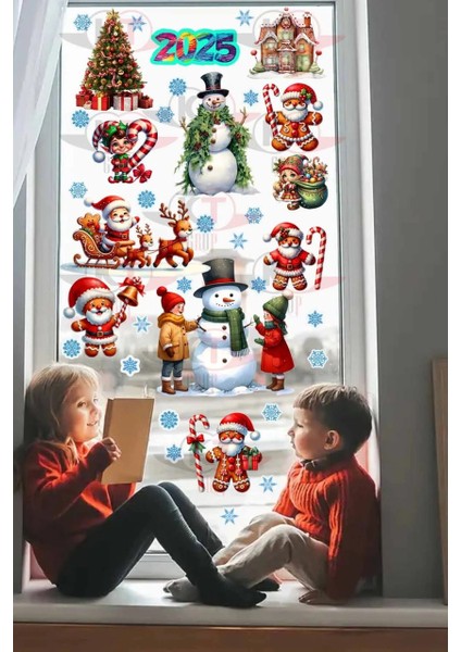 Yeni Yıl Yılbaşı Hoşgeldin 2025 Yeni Sezon Cam Kapı Duvar Sticker Seti modelleri