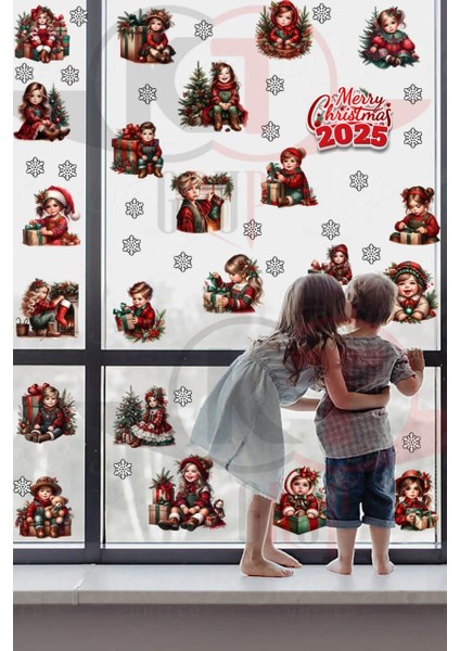 Yeni Yıl Yılbaşı Hoşgeldin 2025 Yeni Sezon Mega Cam Kapı Duvar Sticker Seti