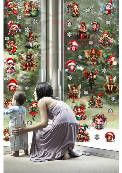 Yeni Yıl Yılbaşı Hoşgeldin 2025 Yeni Sezon Mega Cam Kapı Duvar Sticker Seti