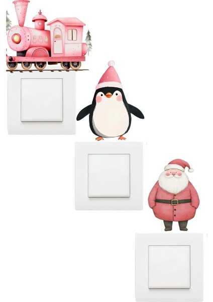 Yeni Yıl Yılbaşı Figürleri 3'lü Priz Sticker Seti