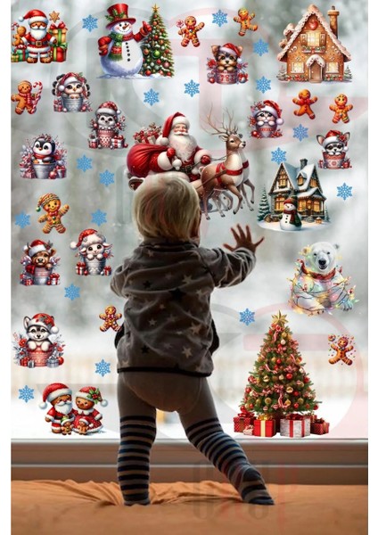 Yeni Yıl Yılbaşı Hoşgeldin 2025 Yeni Sezon Cam Kapı Duvar Sticker Seti