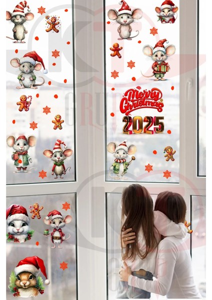 Yılbaşı Hoşgeldin 2025 Yeni Sezon Cam Kapı Duvar Sticker Setleri